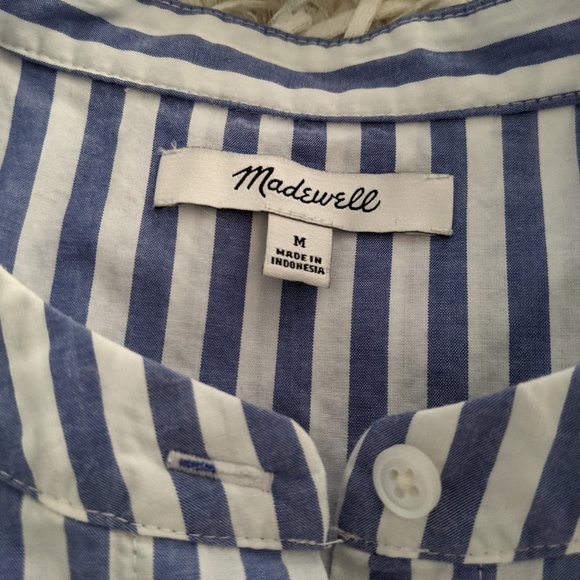 Madewell Striped Ruffle-Front Blouse Size M - Picture 6 of 8